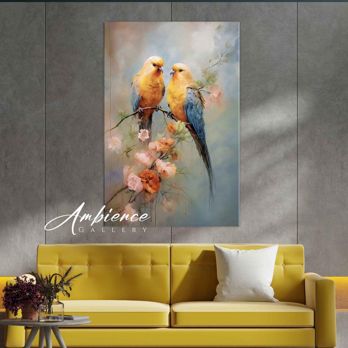 Watercolour Style Lovebirds