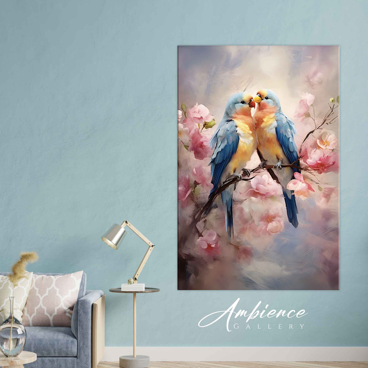 Watercolour Style Lovebirds